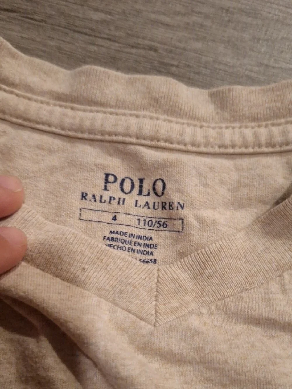 🍦Polo by Ralph Lauren Kids Long-Sleeve Tee in Light Cream with Navy Logo